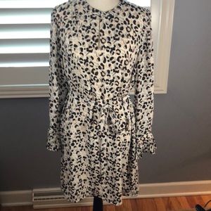 Loft embellished sleeve animal print dress